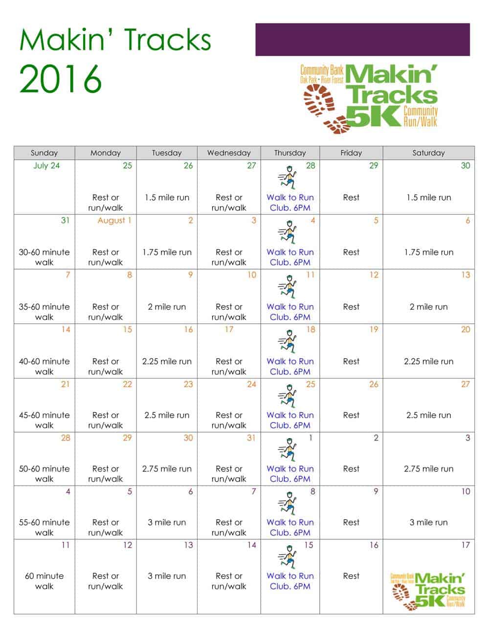 Microsoft Word - Makin’ Tracks training calendar 2016.docx