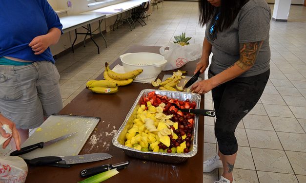 After Opps Chops Up Fruits and Veggies for Family Dinner